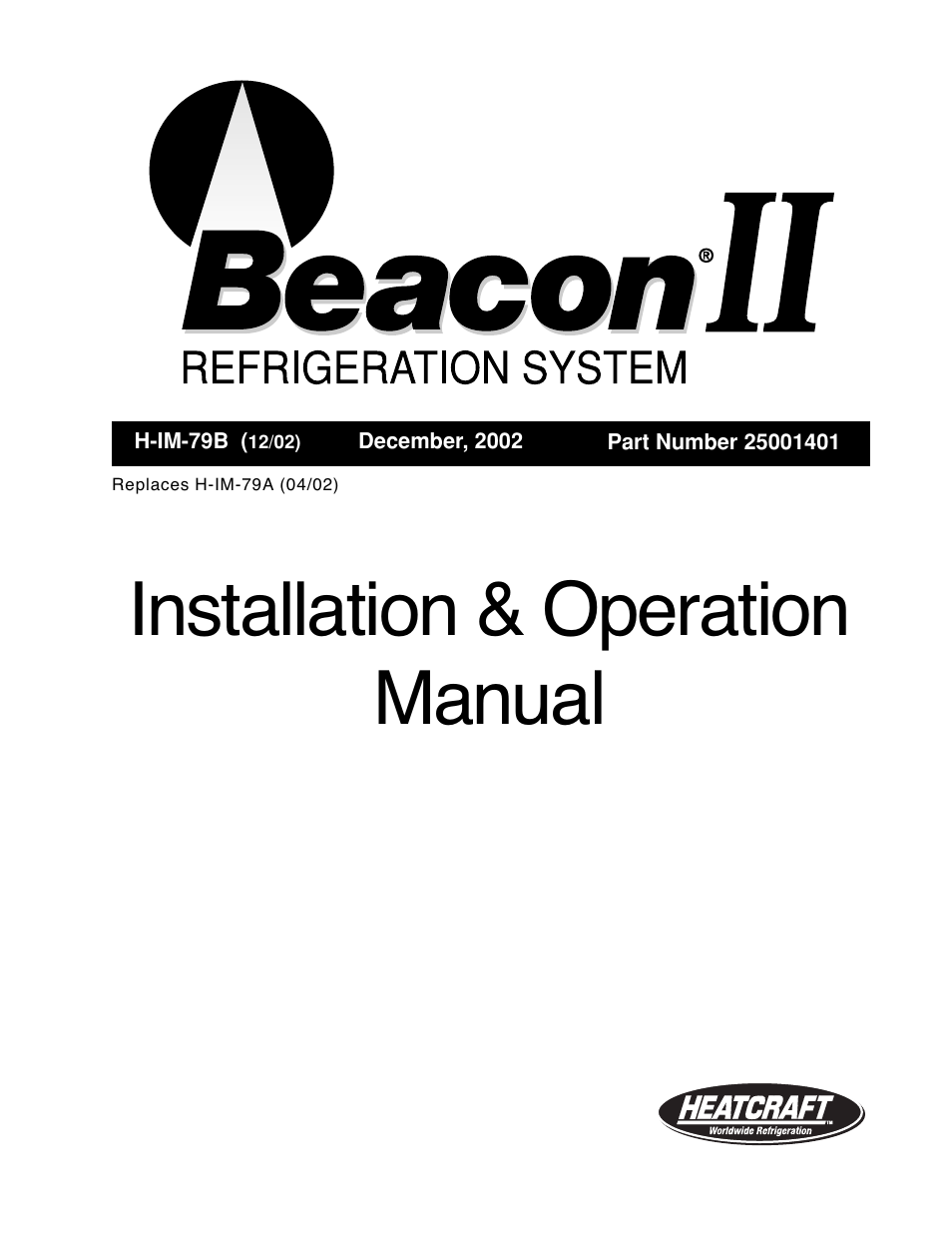 Heatcraft Refrigeration Products H-IM-79B User Manual | 36 pages