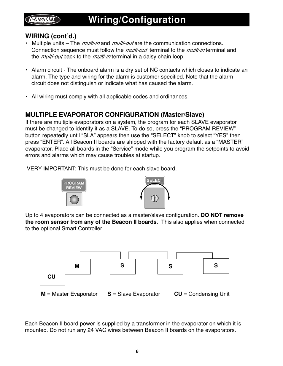 Multiple evaporator configuration, Wiring/configuration | Heatcraft Refrigeration Products H-IM-79B User Manual | Page 6 / 36