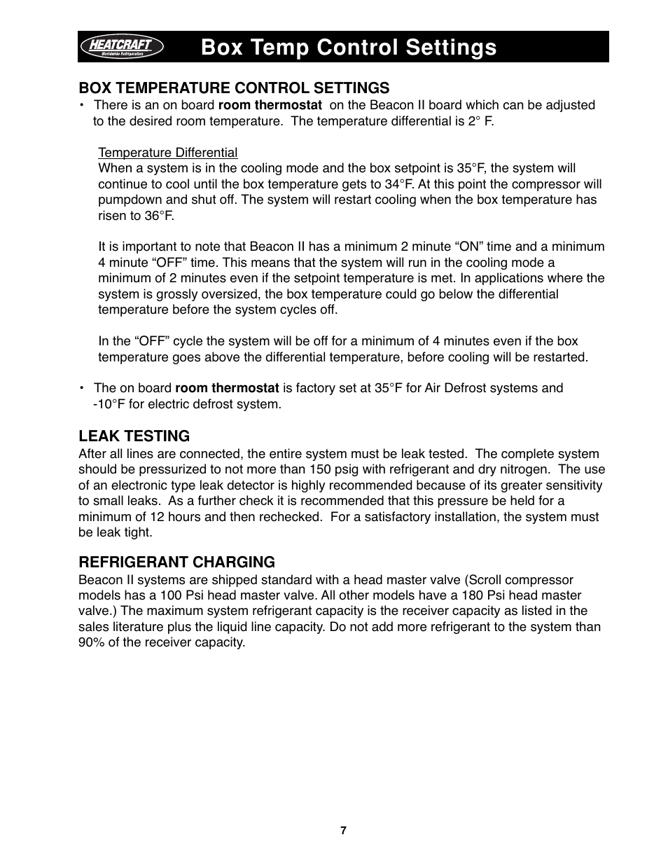 Box temp control settings | Heatcraft Refrigeration Products H-IM-79B User Manual | Page 7 / 36