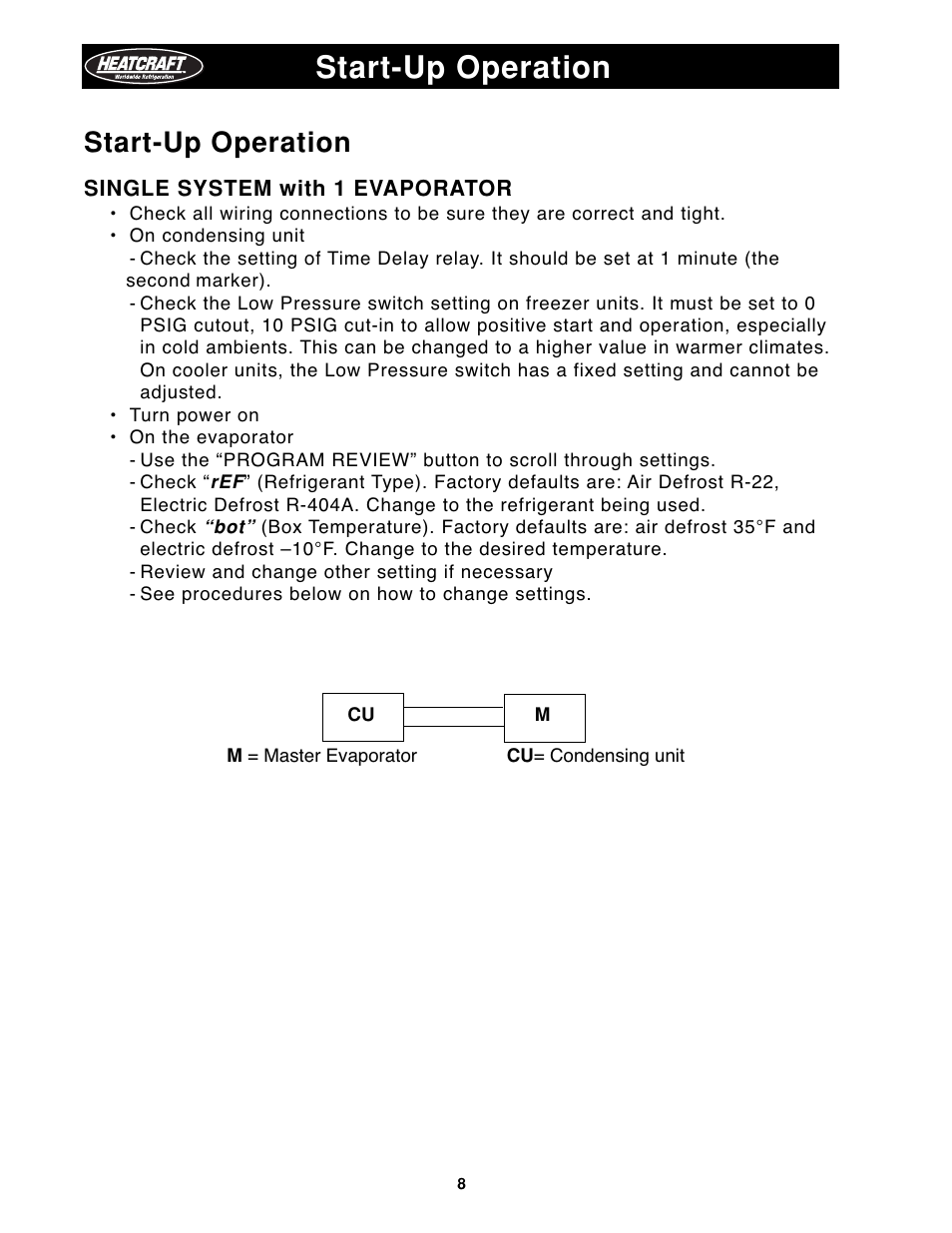 Start up operation -11, Start-up operation | Heatcraft Refrigeration Products H-IM-79B User Manual | Page 8 / 36