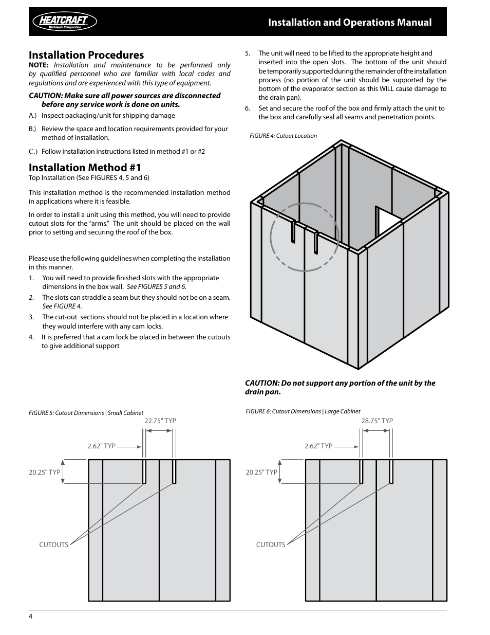 Installation procedures, Installation method #1, Installation and operations manual | Heatcraft Refrigeration Products PRO3 User Manual | Page 4 / 24