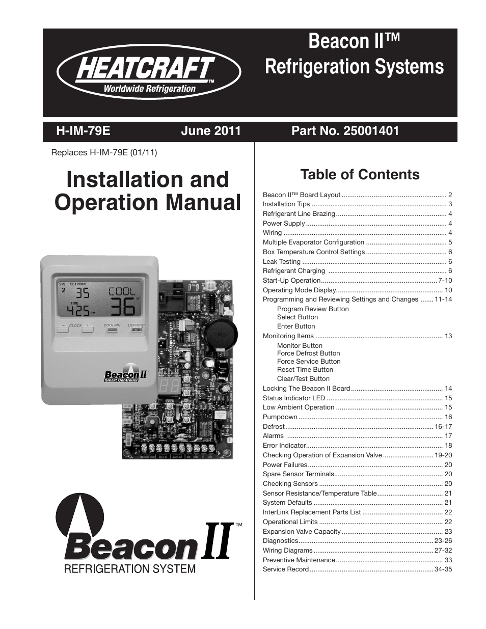 Heatcraft Refrigeration Products BEACON II H-IM-79E User Manual | 36 pages