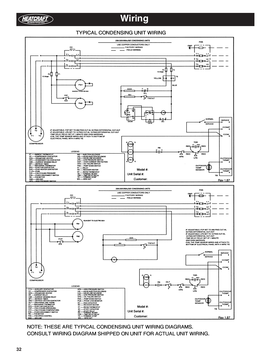 Wiring | Heatcraft Refrigeration Products BEACON II H-IM-79E User Manual | Page 32 / 36