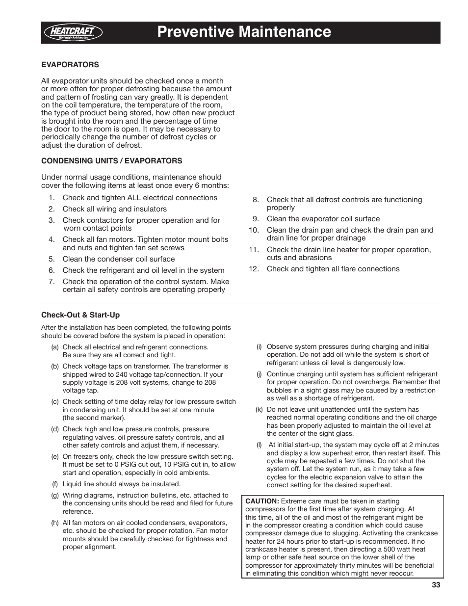 Preventive maintenance | Heatcraft Refrigeration Products BEACON II H-IM-79E User Manual | Page 33 / 36