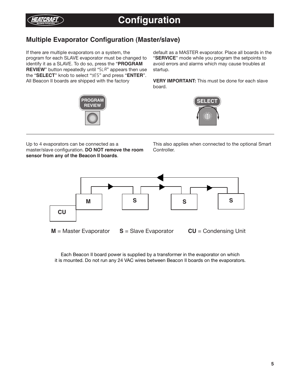 Configuration, Multiple evaporator configuration (master/slave) | Heatcraft Refrigeration Products BEACON II H-IM-79E User Manual | Page 5 / 36