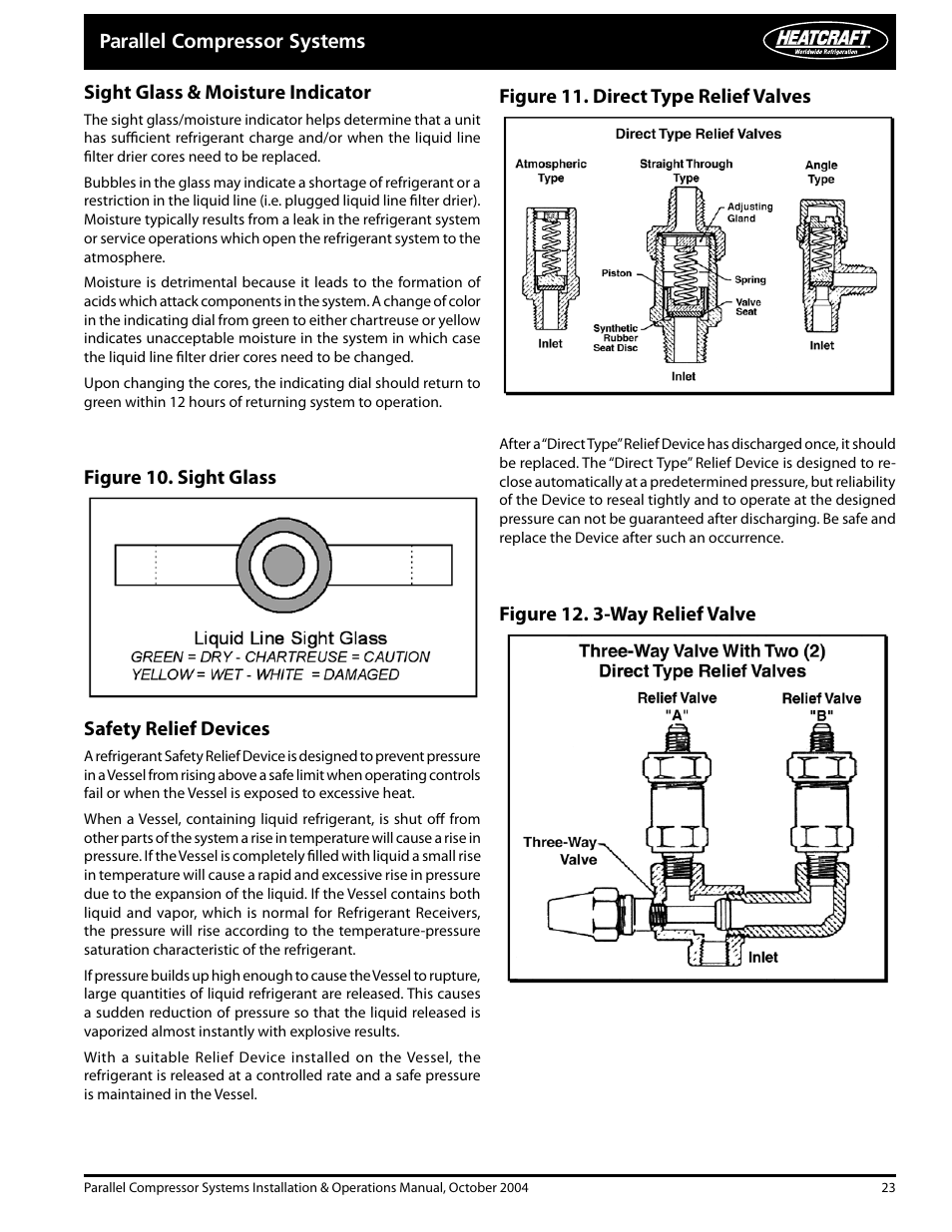 Safety relief devices | Heatcraft Refrigeration Products PARALLEL COMPRESSOR SYSTEMS 25000102 User Manual | Page 23 / 36