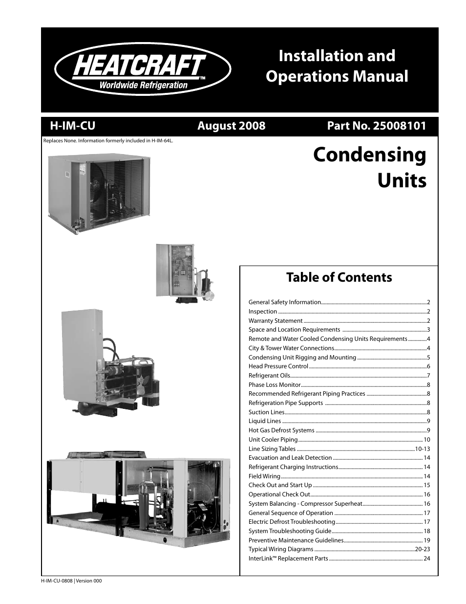 Heatcraft Refrigeration Products Condensing Units H-IM-CU User Manual | 24 pages