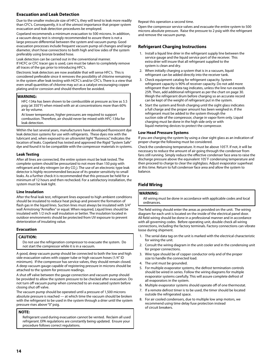 Heatcraft Refrigeration Products Condensing Units H-IM-CU User Manual | Page 14 / 24