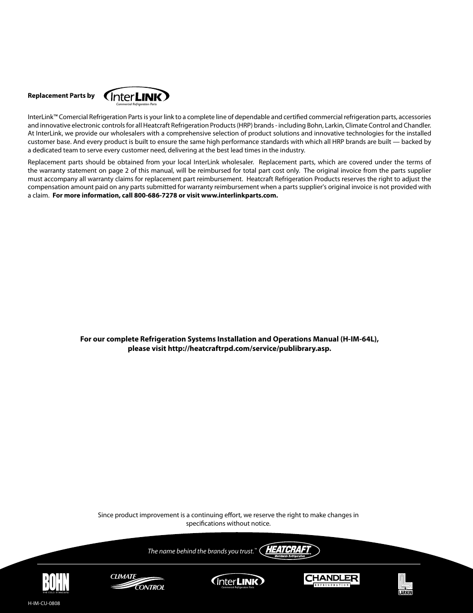 Heatcraft Refrigeration Products Condensing Units H-IM-CU User Manual | Page 24 / 24