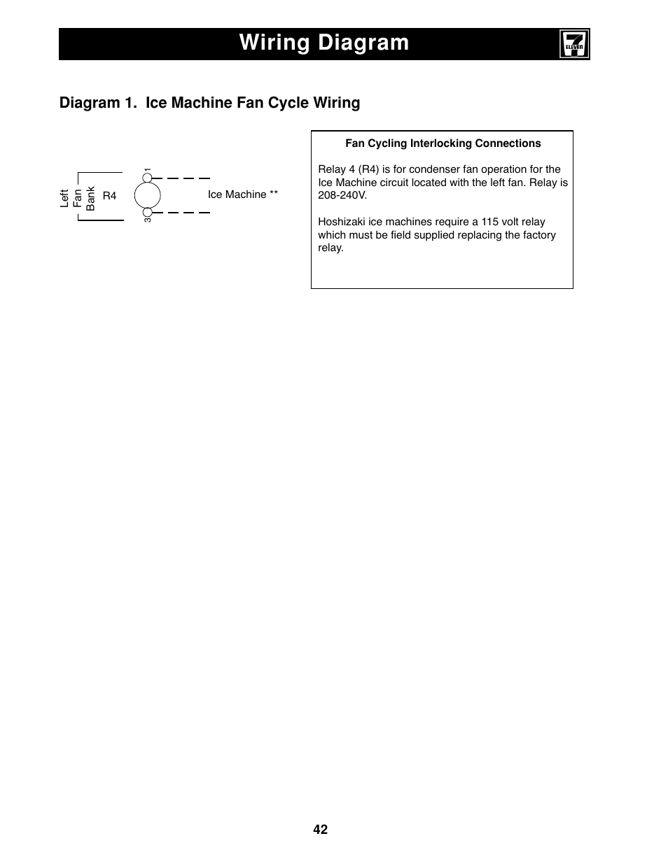 Wiring diagram, Diagram 1. ice machine fan cycle wiring | Heatcraft Refrigeration Products II User Manual | Page 42 / 48