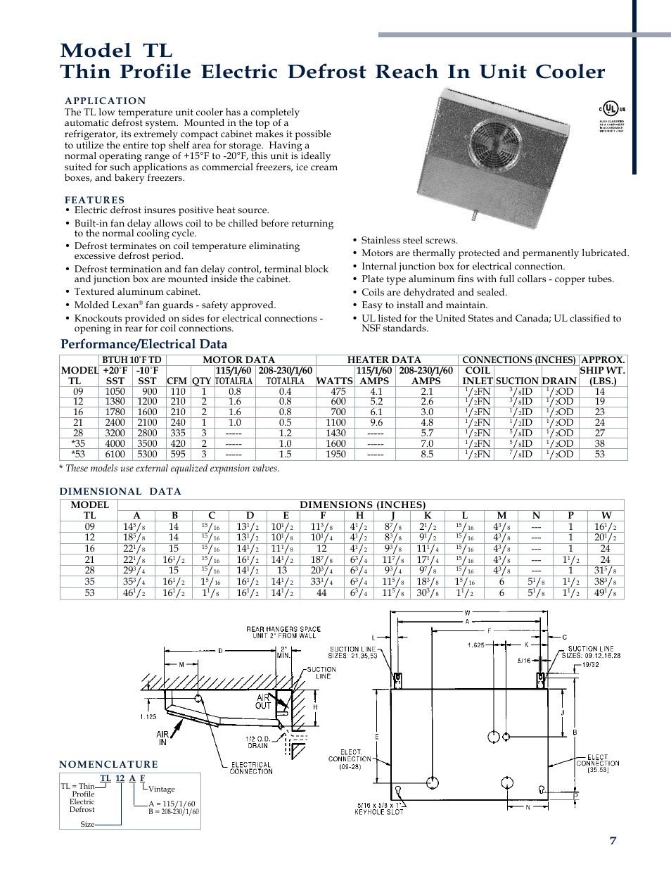 Performance/electrical data | Heatcraft Refrigeration Products CH-B-01 User Manual | Page 7 / 12