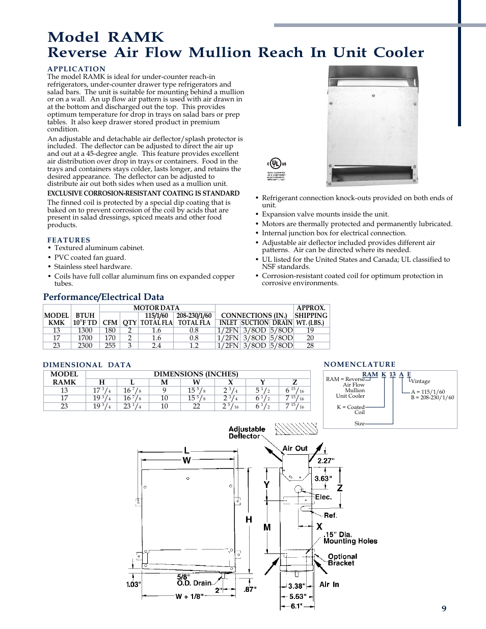 Performance/electrical data | Heatcraft Refrigeration Products CH-B-01 User Manual | Page 9 / 12