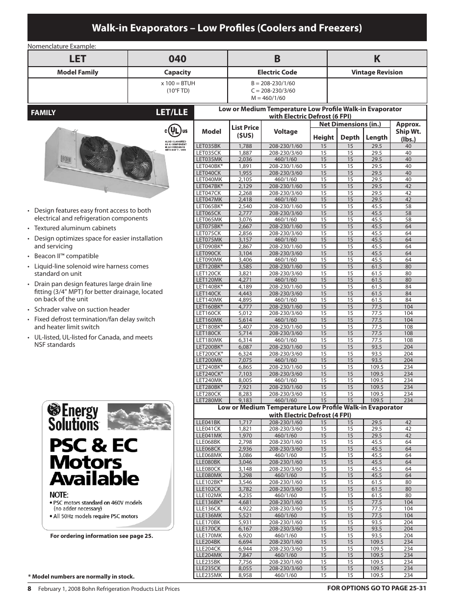 Let 040 b k, Let/lle | Heatcraft Refrigeration Products BN-PL0208 User Manual | Page 8 / 76