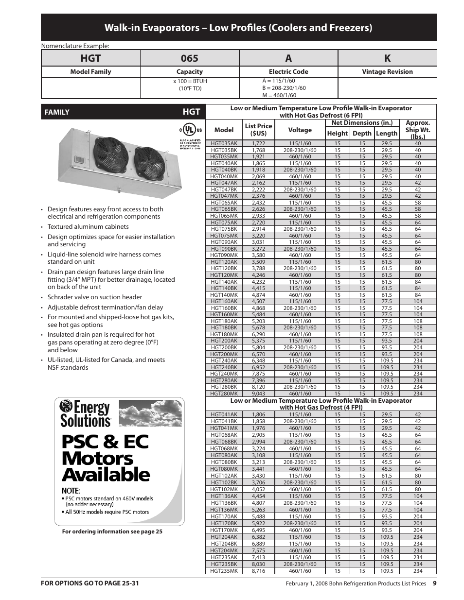 Hgt 06 a k | Heatcraft Refrigeration Products BN-PL0208 User Manual | Page 9 / 76