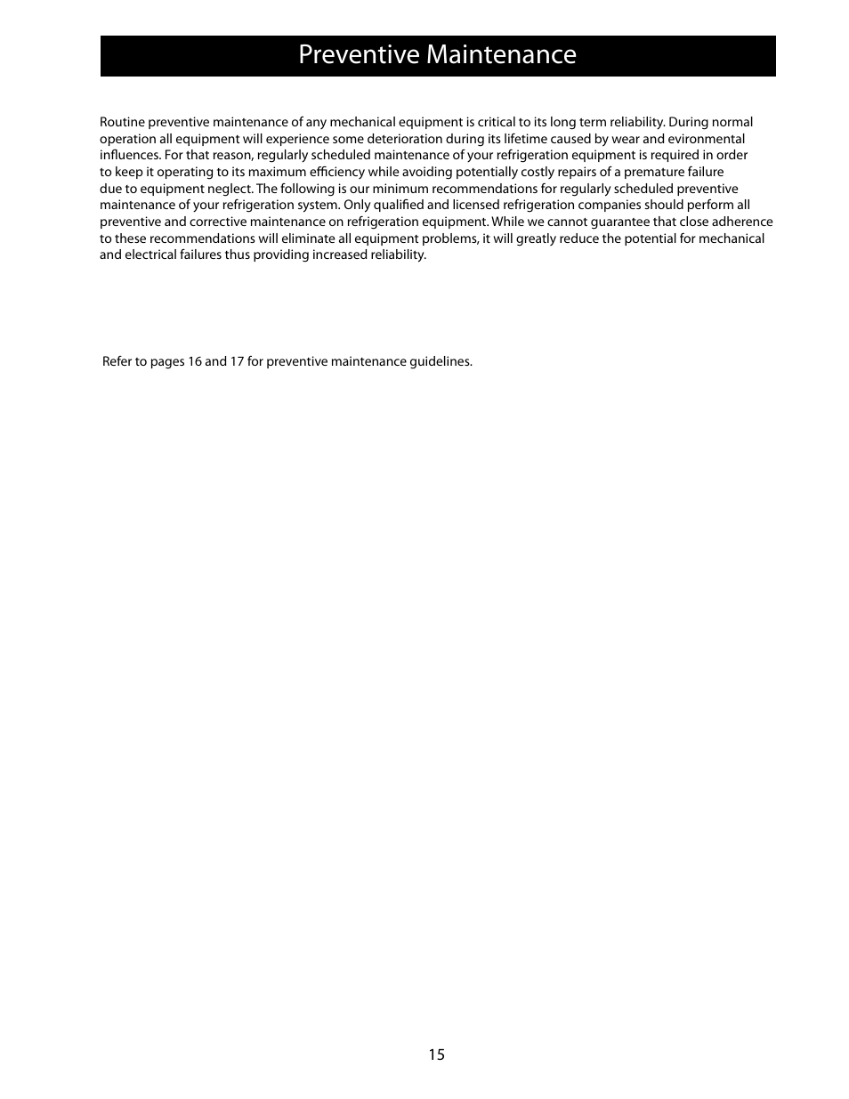 Preventive maintenance | Heatcraft Refrigeration Products FLEXPACK 25006801 User Manual | Page 15 / 24