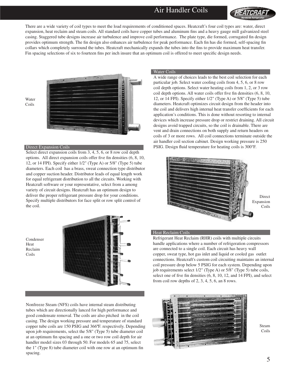 Air handler coils | Heatcraft Refrigeration Products HCS User Manual | Page 5 / 44