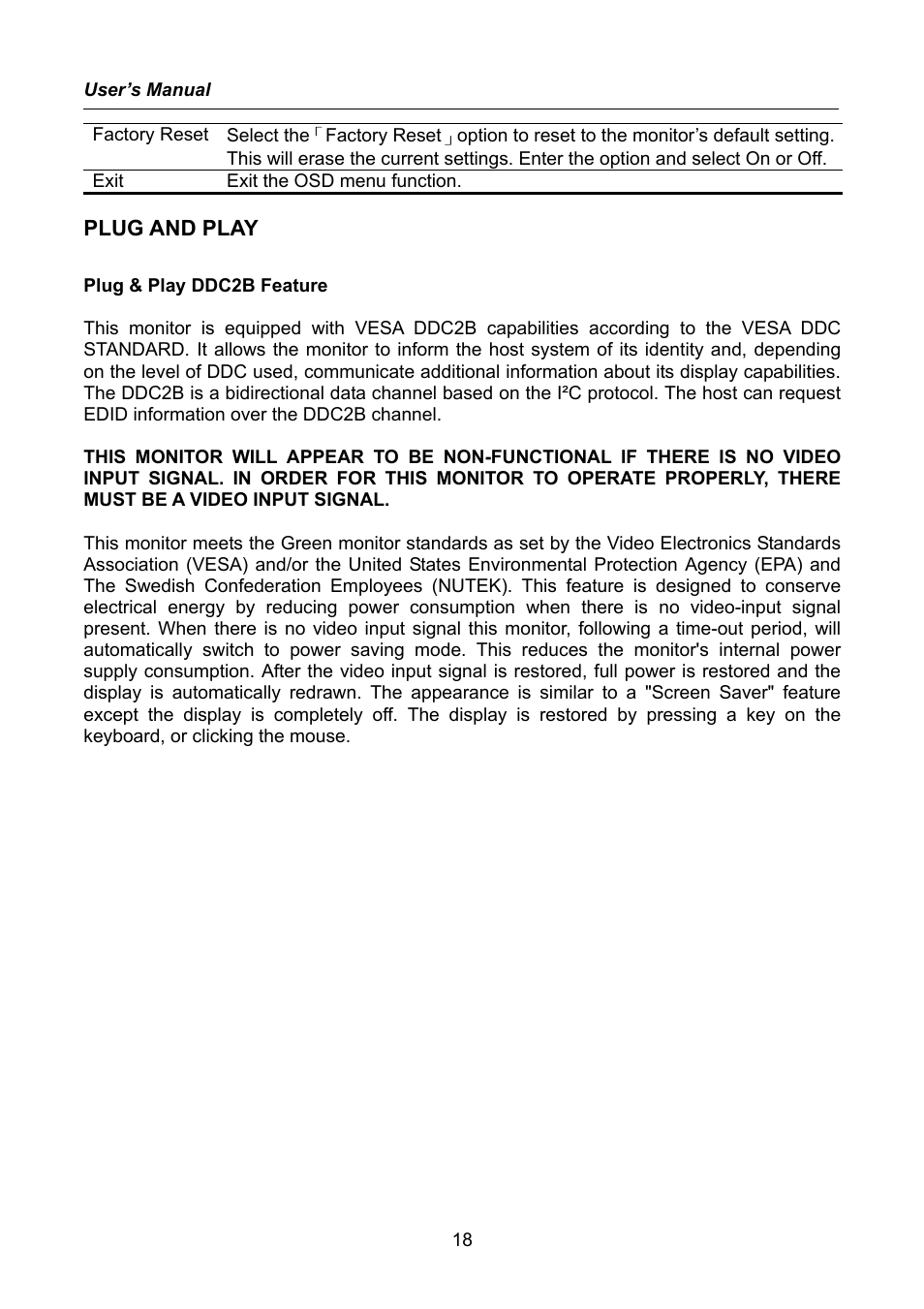 Plug and play | Hanns.G HW223 User Manual | Page 18 / 22