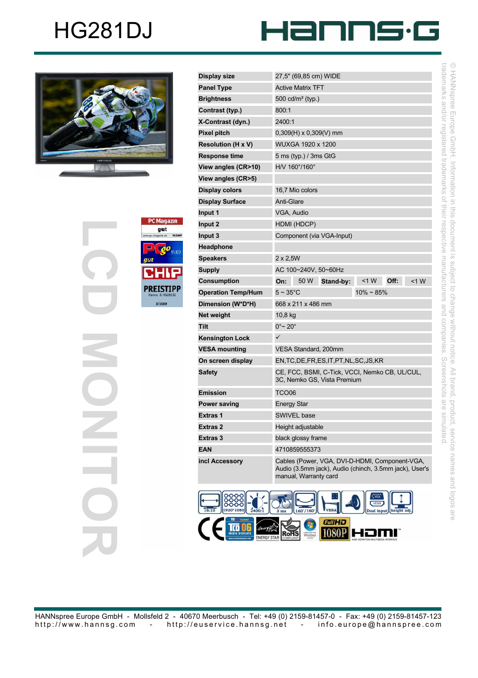 Hanns.G HG281DJ User Manual | 1 page