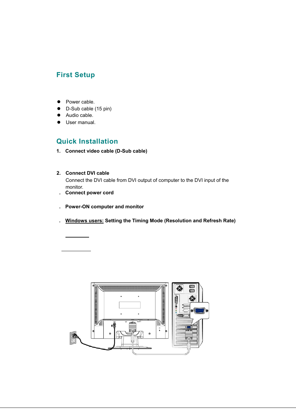 First setup, Quick installation | Hanns.G JW199D User Manual | Page 10 / 18