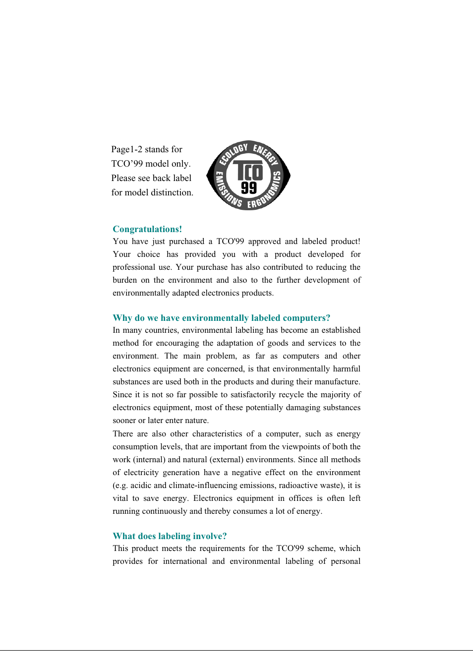 Congratulations, Why do we have environmentally labeled computers, What does labeling involve | Hanns.G JW199D User Manual | Page 2 / 18