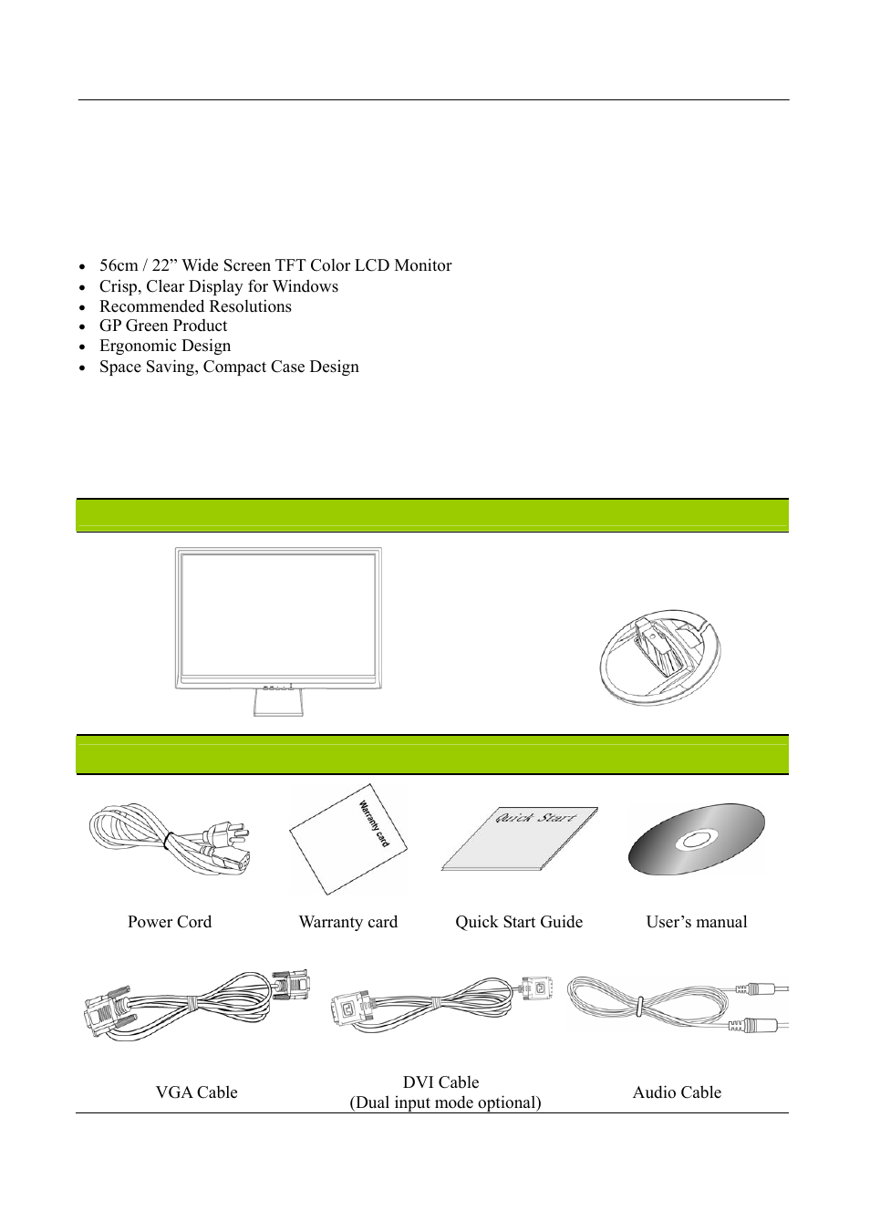 Before you operate the monitor, Features, Checking the contents of the package | Hanns.G HSG 1041 User Manual | Page 8 / 23