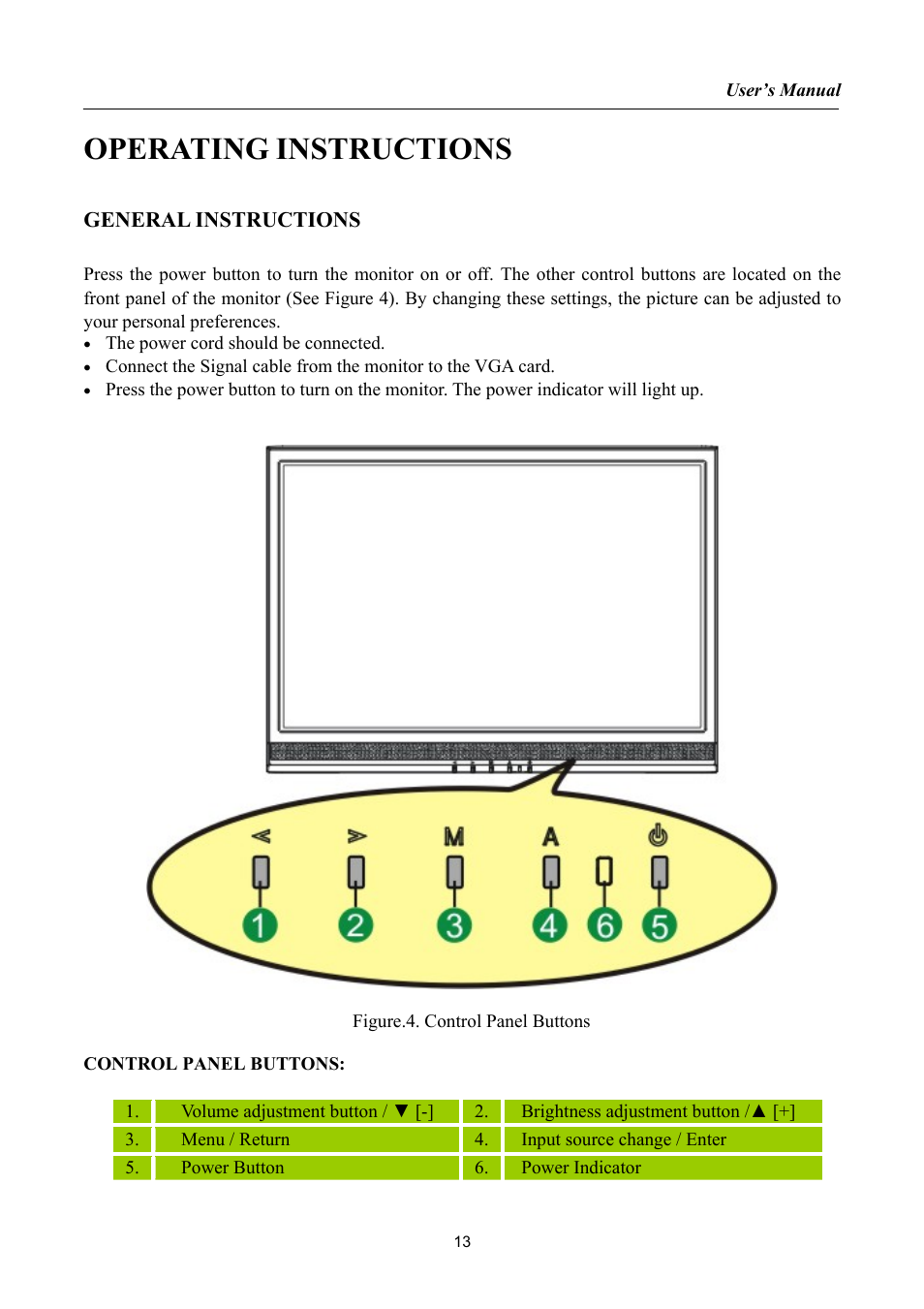Operating instructions, General instructions | Hanns.G JW197D User Manual | Page 13 / 22
