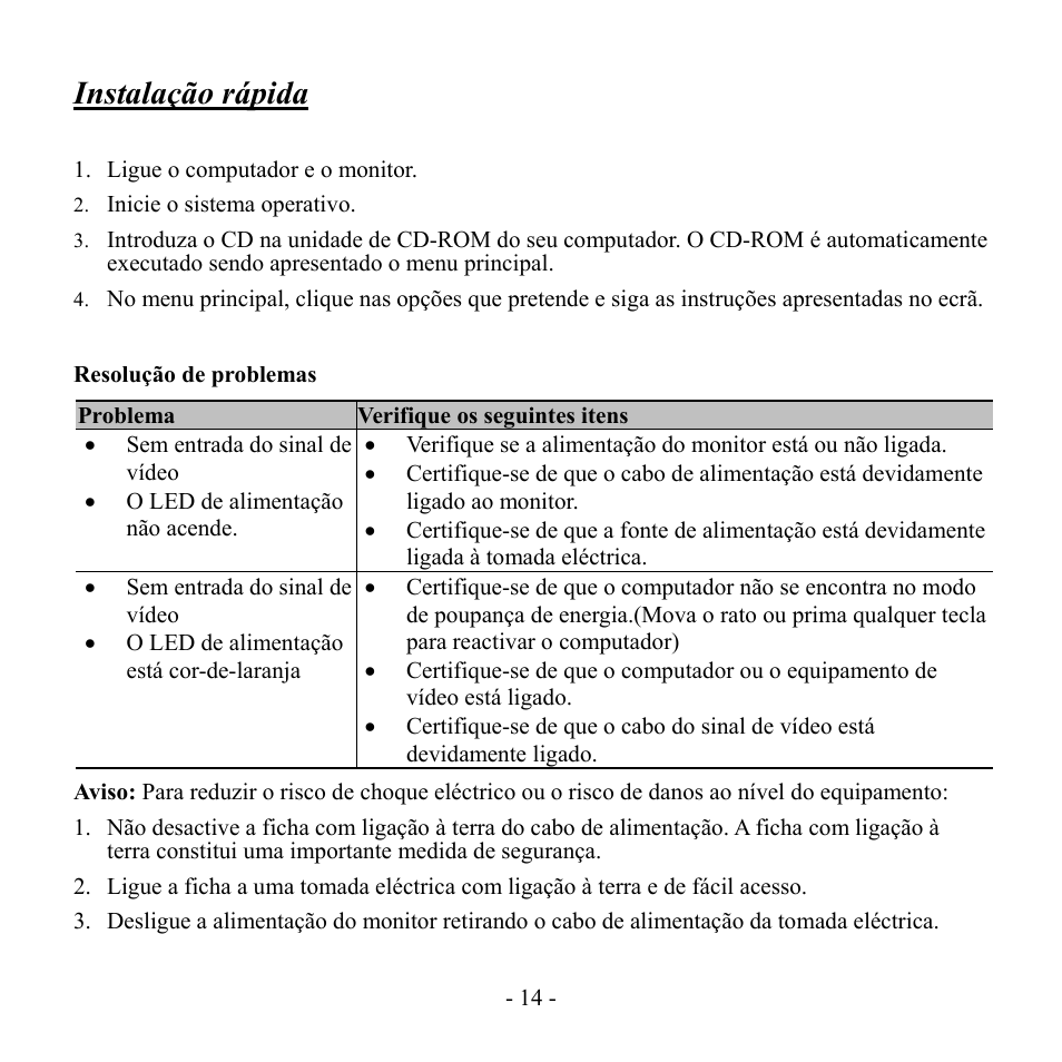 Instalação rápida | Hanns.G HW192 User Manual | Page 15 / 18