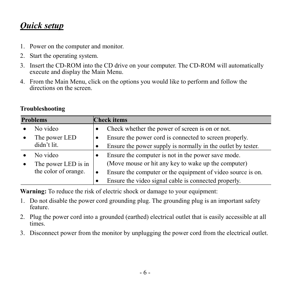 Quick setup | Hanns.G HW192 User Manual | Page 7 / 18