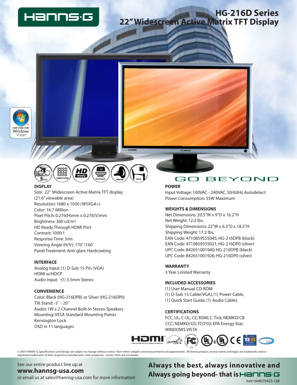 Hanns.G HG-216DP0 User Manual | 1 page