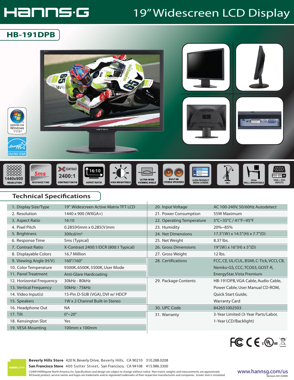 Hanns.G HB-191DPB User Manual | 1 page