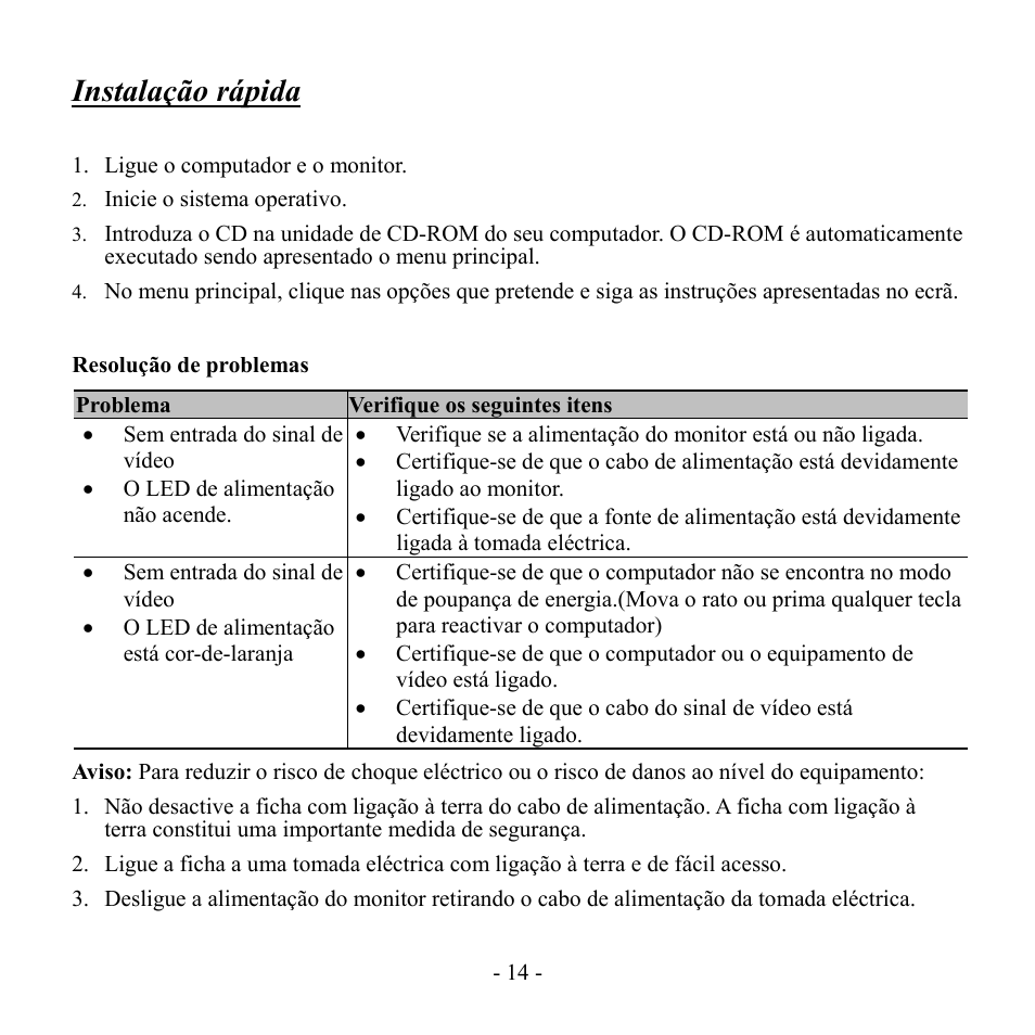 Instalação rápida | Hanns.G HG191 User Manual | Page 15 / 17