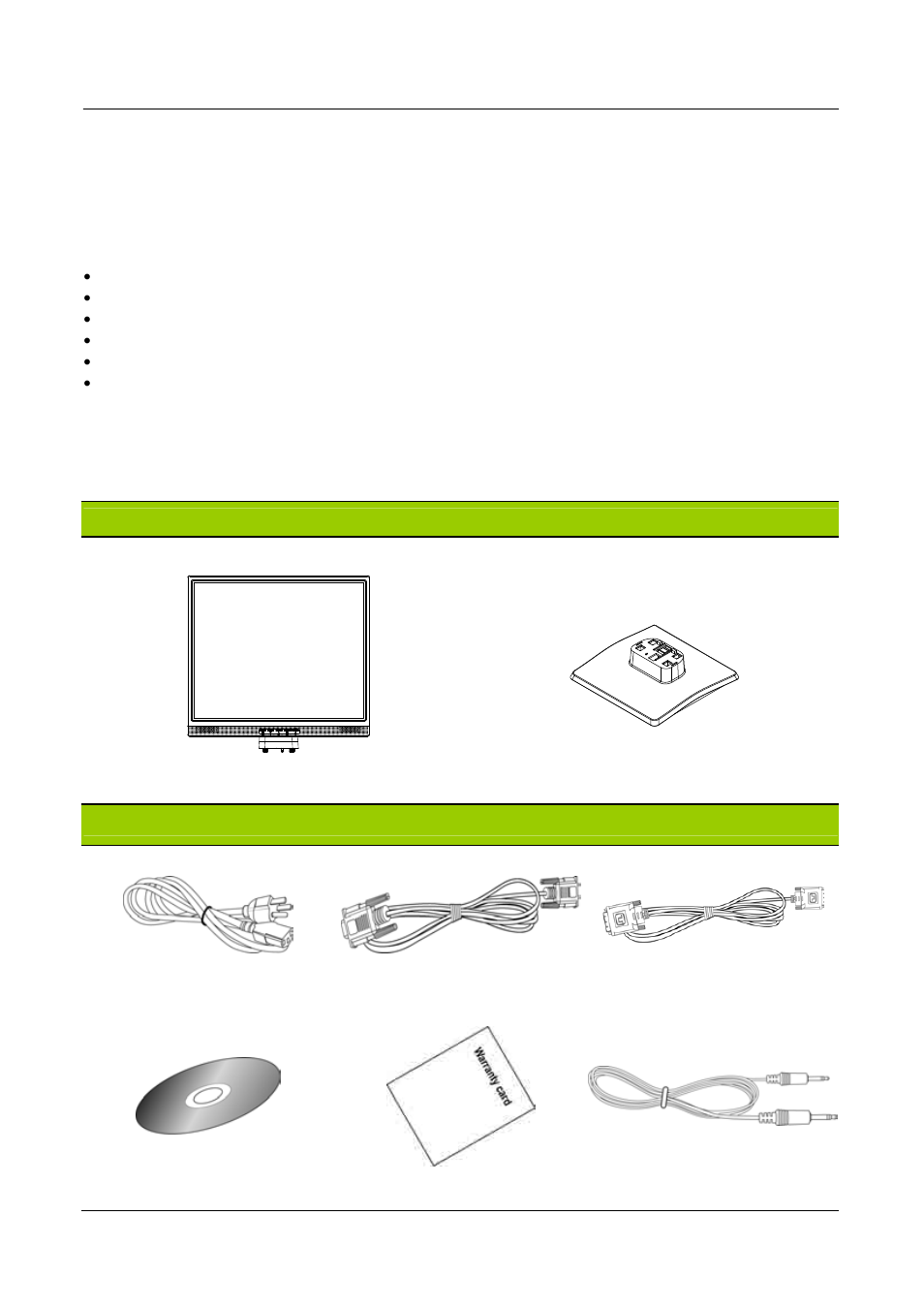 Before operating the monitor, Features, Checking the contents of the package | Hanns.G JC199 User Manual | Page 8 / 20