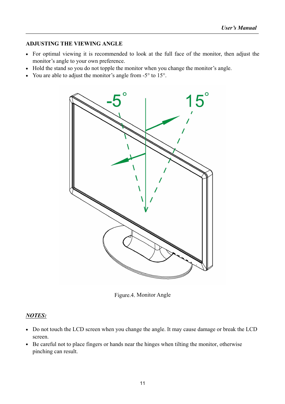 Adjusting the viewing angle | Hanns.G HH221 User Manual | Page 11 / 23