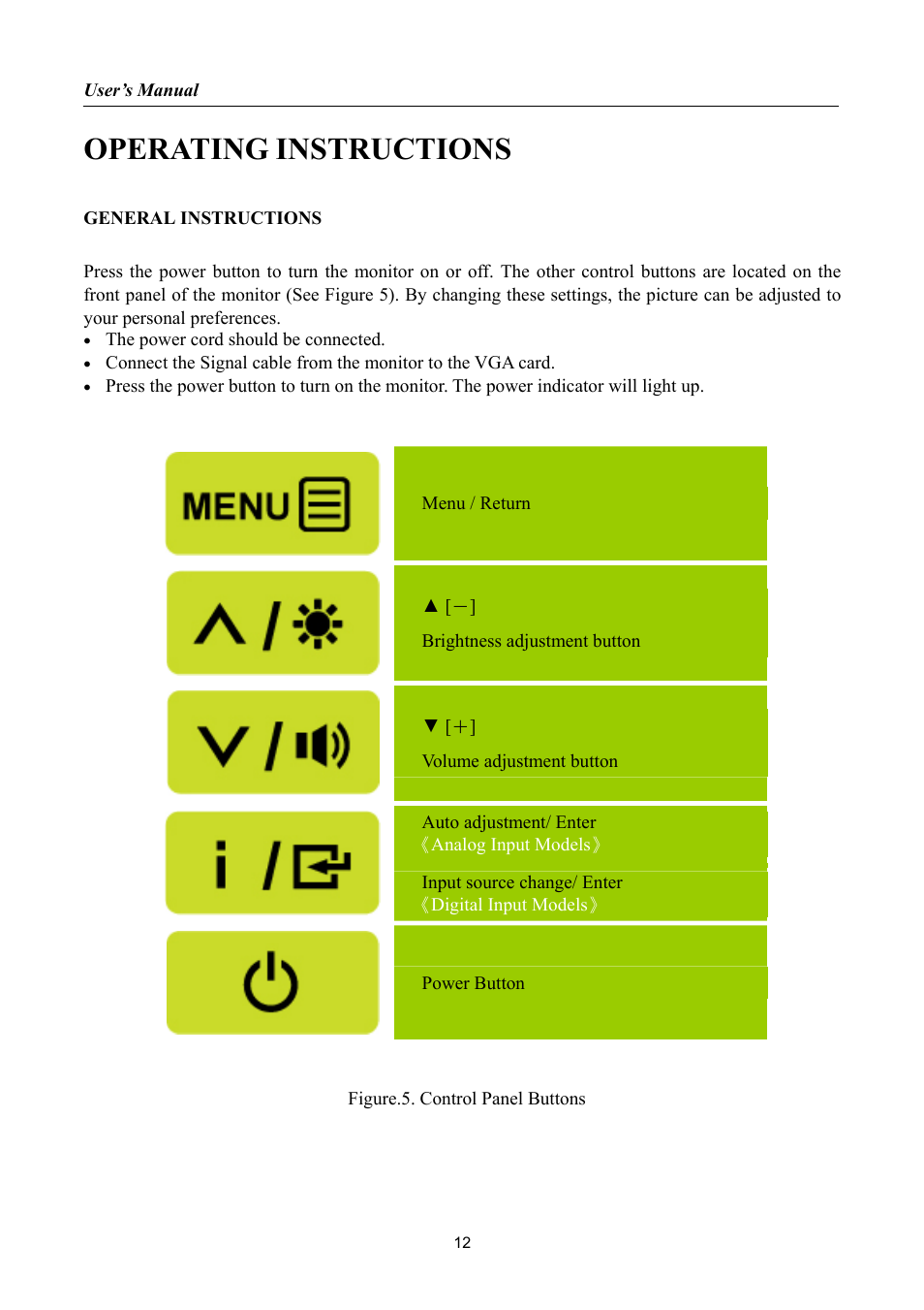 Operating instructions, General instructions | Hanns.G HH221 User Manual | Page 12 / 23