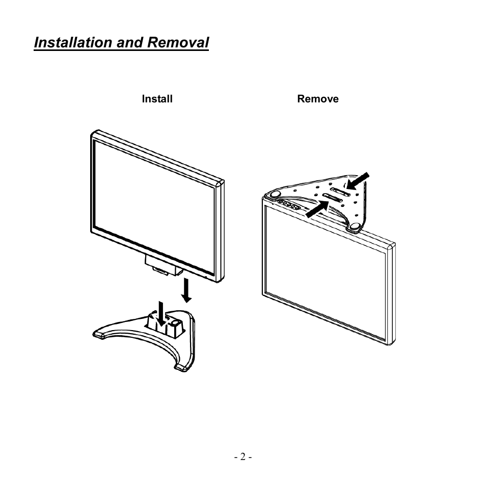 Installation and removal | Hanns.G HW223DPB User Manual | Page 2 / 16