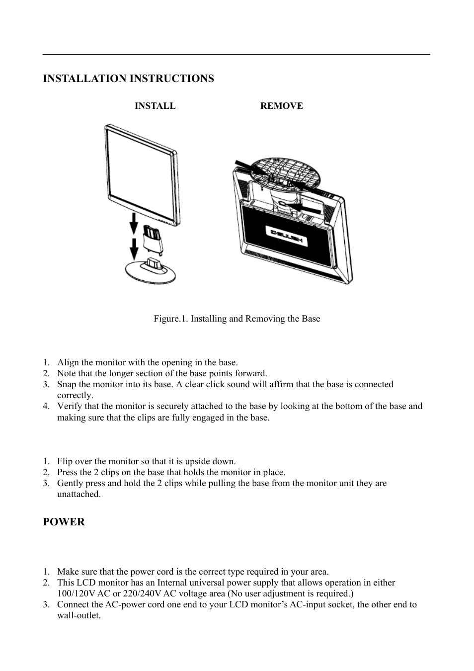 Installation instructions, Power | Hanns.G HSG 1070 User Manual | Page 8 / 22