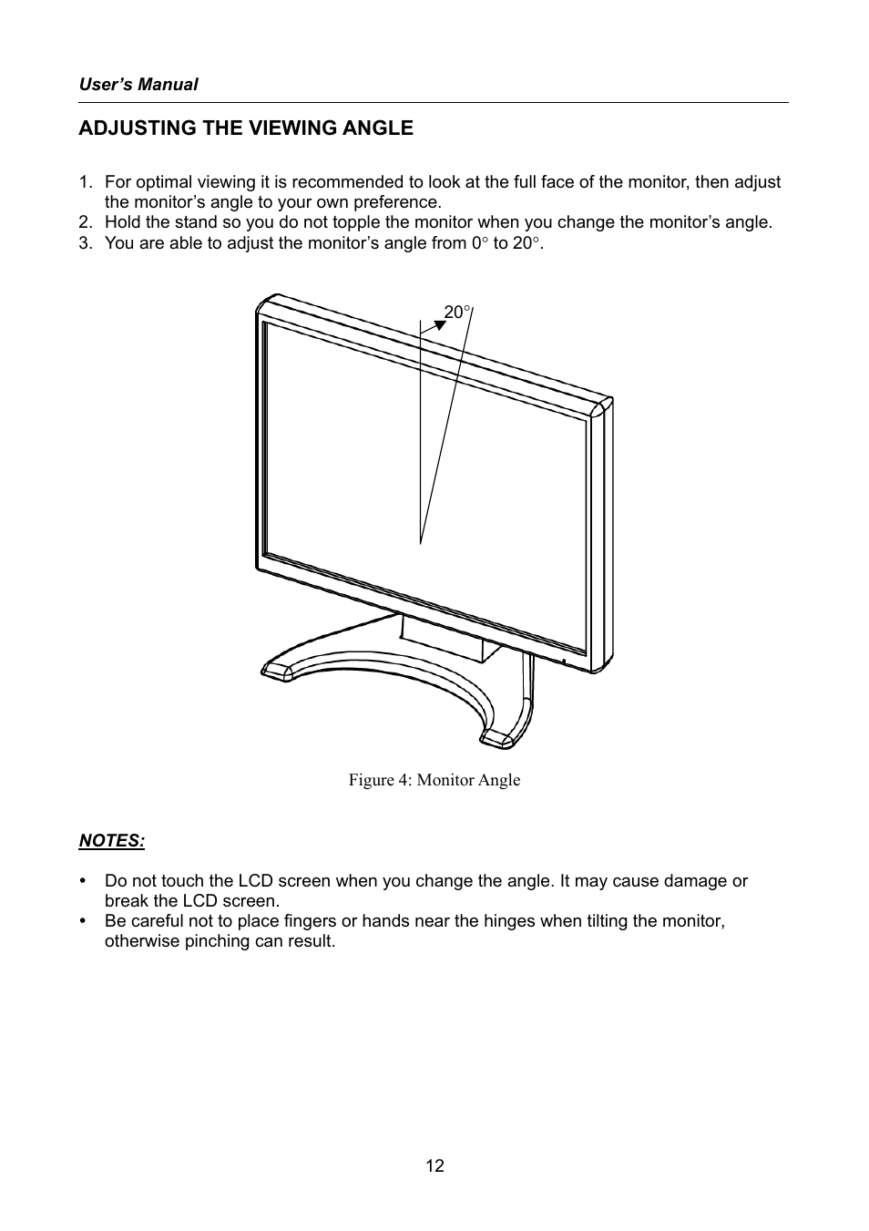 Adjusting the viewing angle | Hanns.G HW222 User Manual | Page 12 / 22