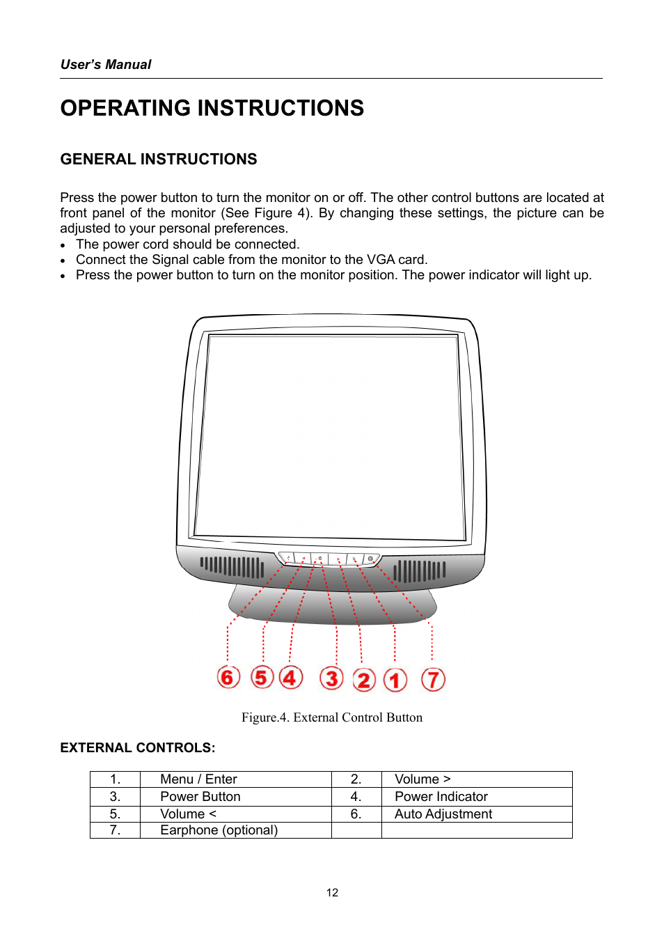 Operating instructions, General instructions | Hanns.G TFT LCD Monitor User Manual | Page 12 / 22