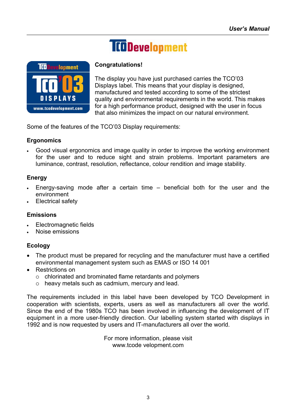 Hanns.G TFT LCD Monitor User Manual | Page 3 / 22