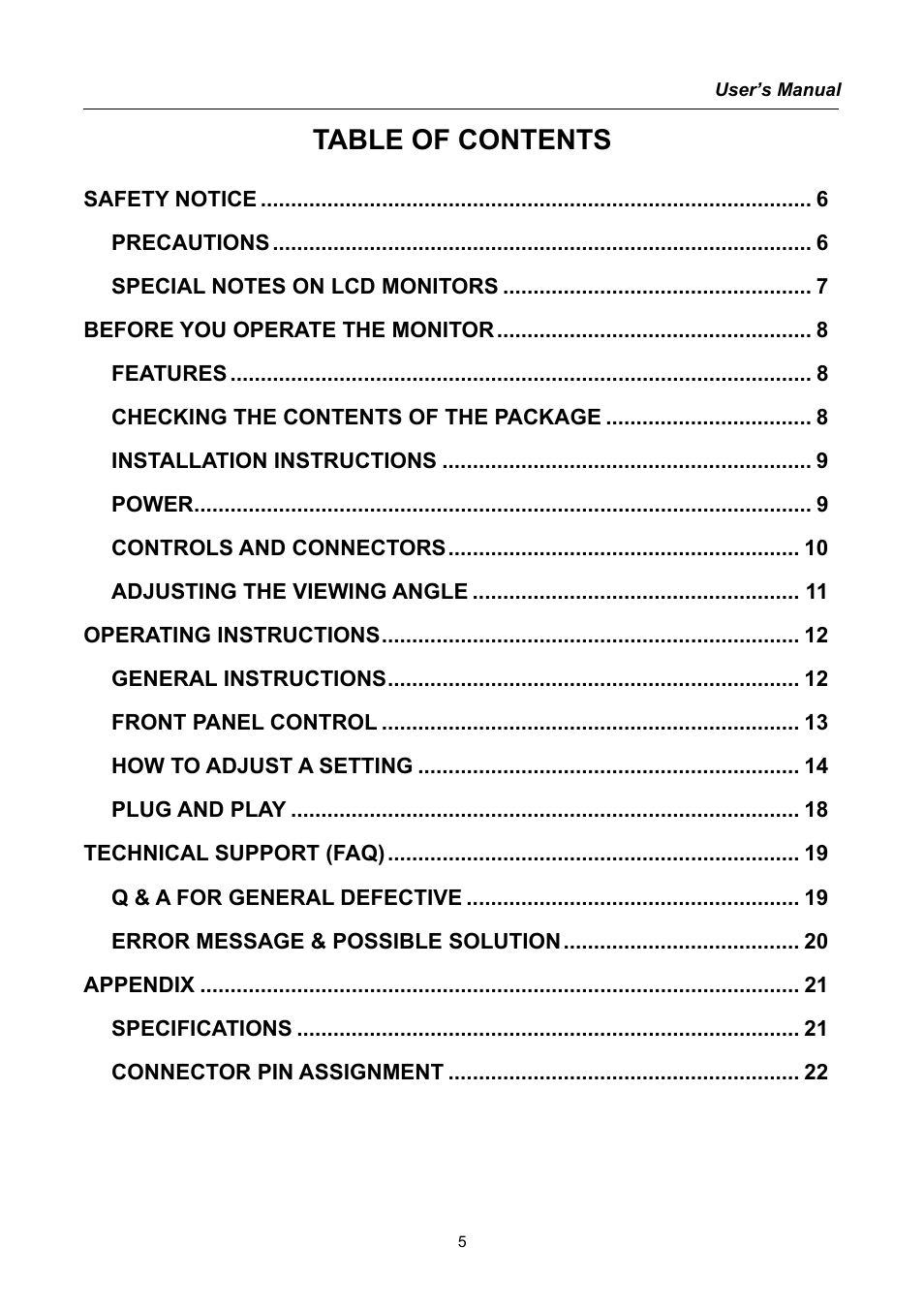 Hanns.G TFT LCD Monitor User Manual | Page 5 / 22