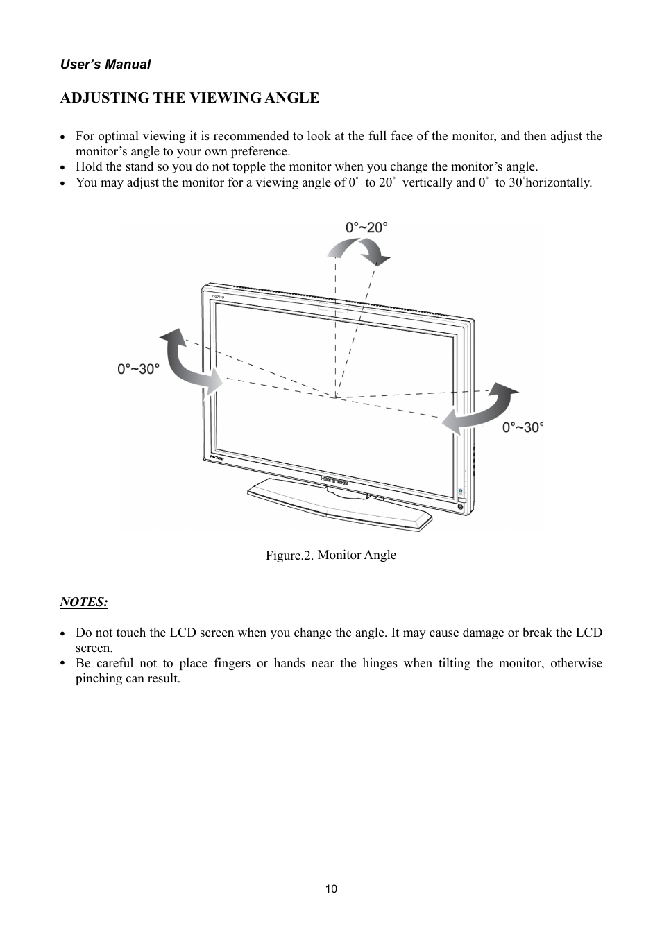 Adjusting the viewing angle | Hanns.G HSG1040 User Manual | Page 10 / 22