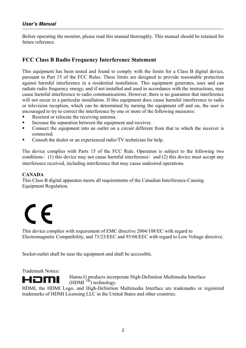 Hanns.G HSG1040 User Manual | Page 2 / 22