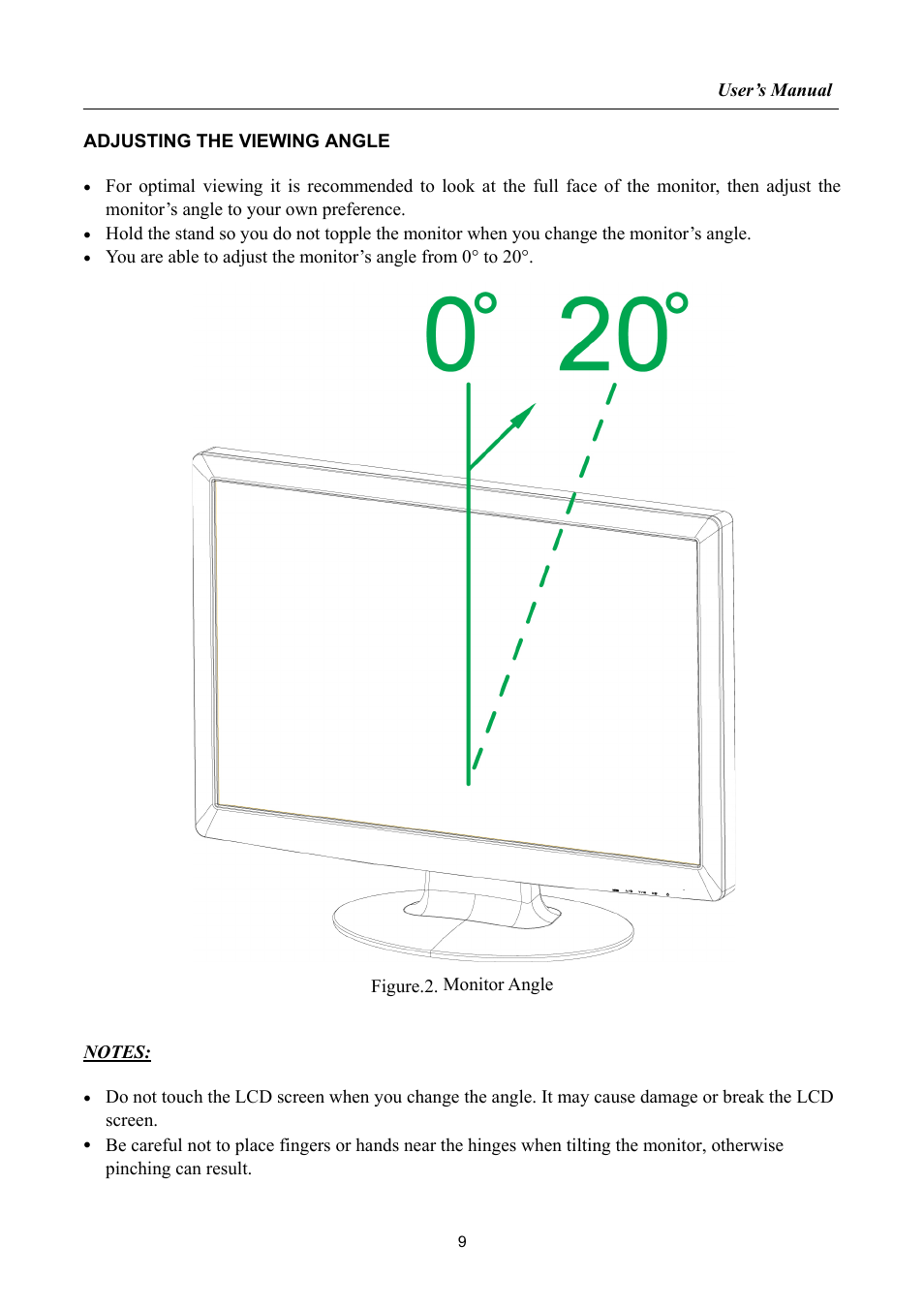 Adjusting the viewing angle | Hanns.G HSG 1065 User Manual | Page 9 / 21