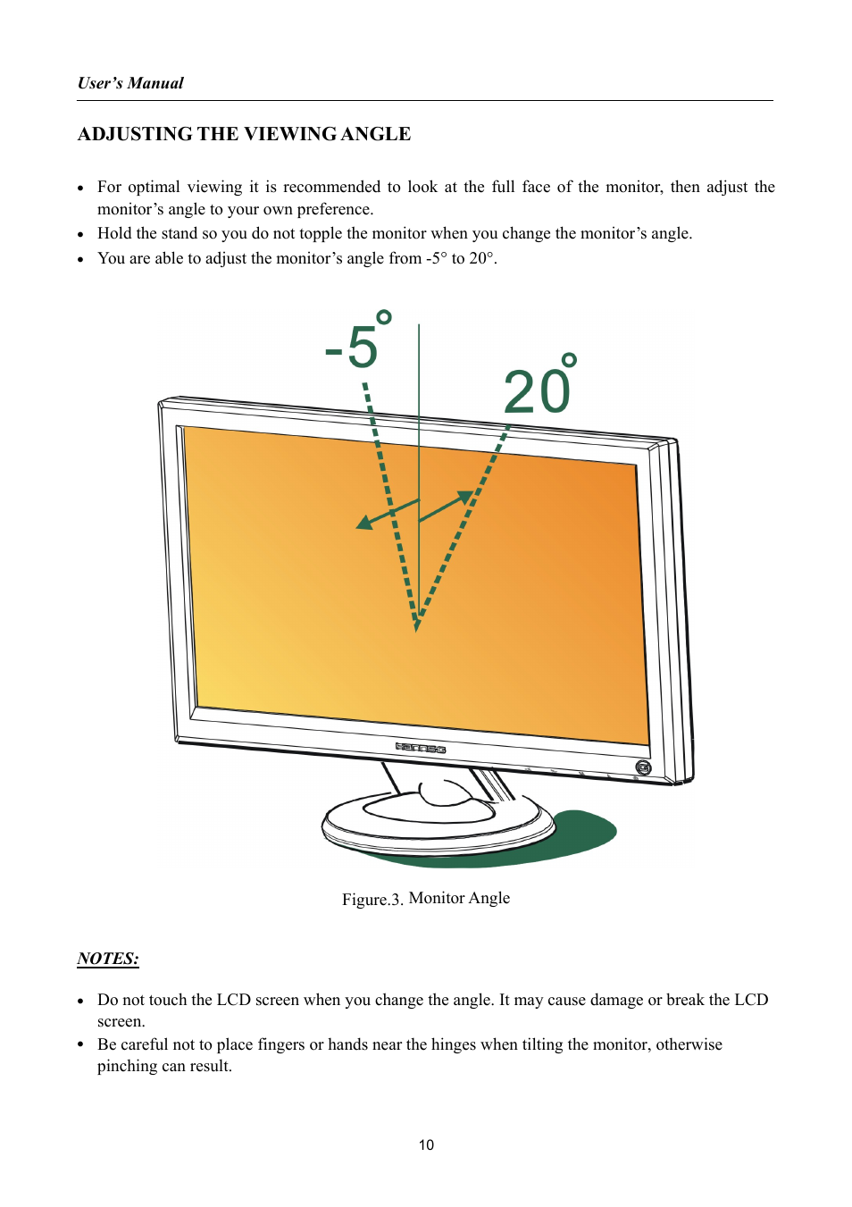 Adjusting the viewing angle | Hanns.G HSG1034 User Manual | Page 10 / 21