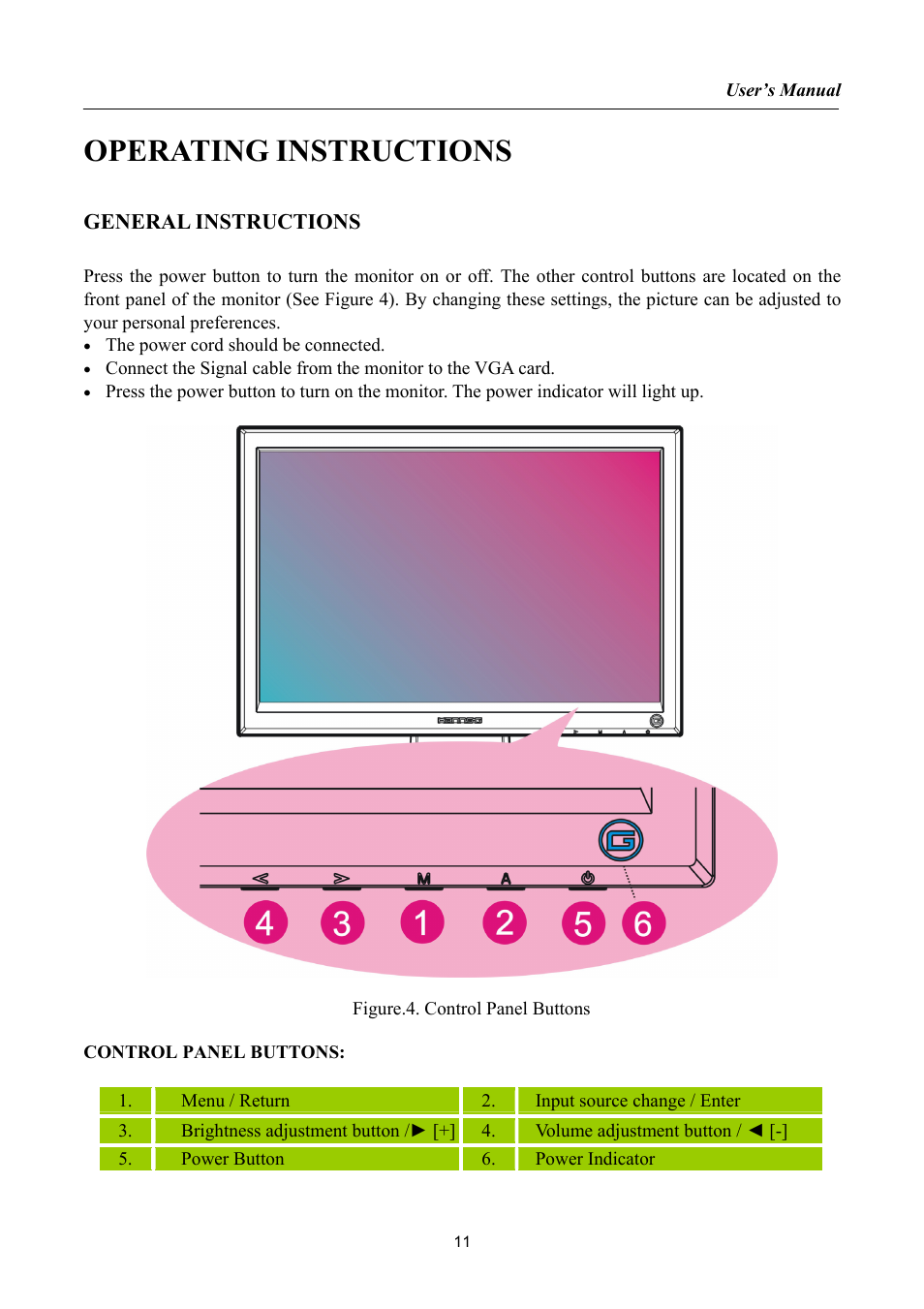 Operating instructions, General instructions | Hanns.G HSG1034 User Manual | Page 11 / 21