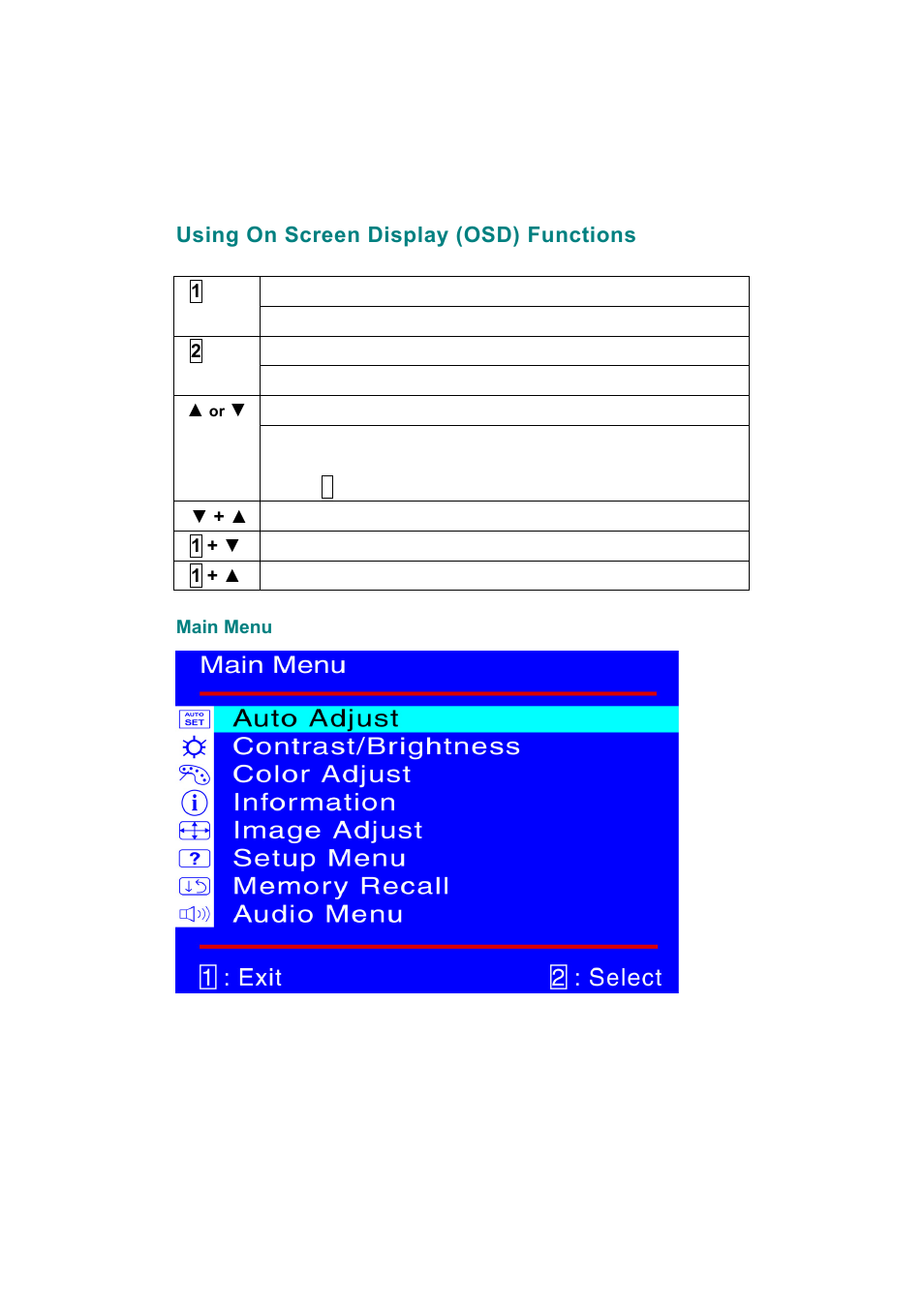 Using on screen display (osd) functions | Hanns.G JG171A User Manual | Page 10 / 16