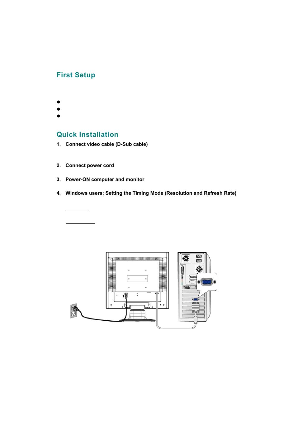 First setup, Quick installation | Hanns.G JG171A User Manual | Page 8 / 16