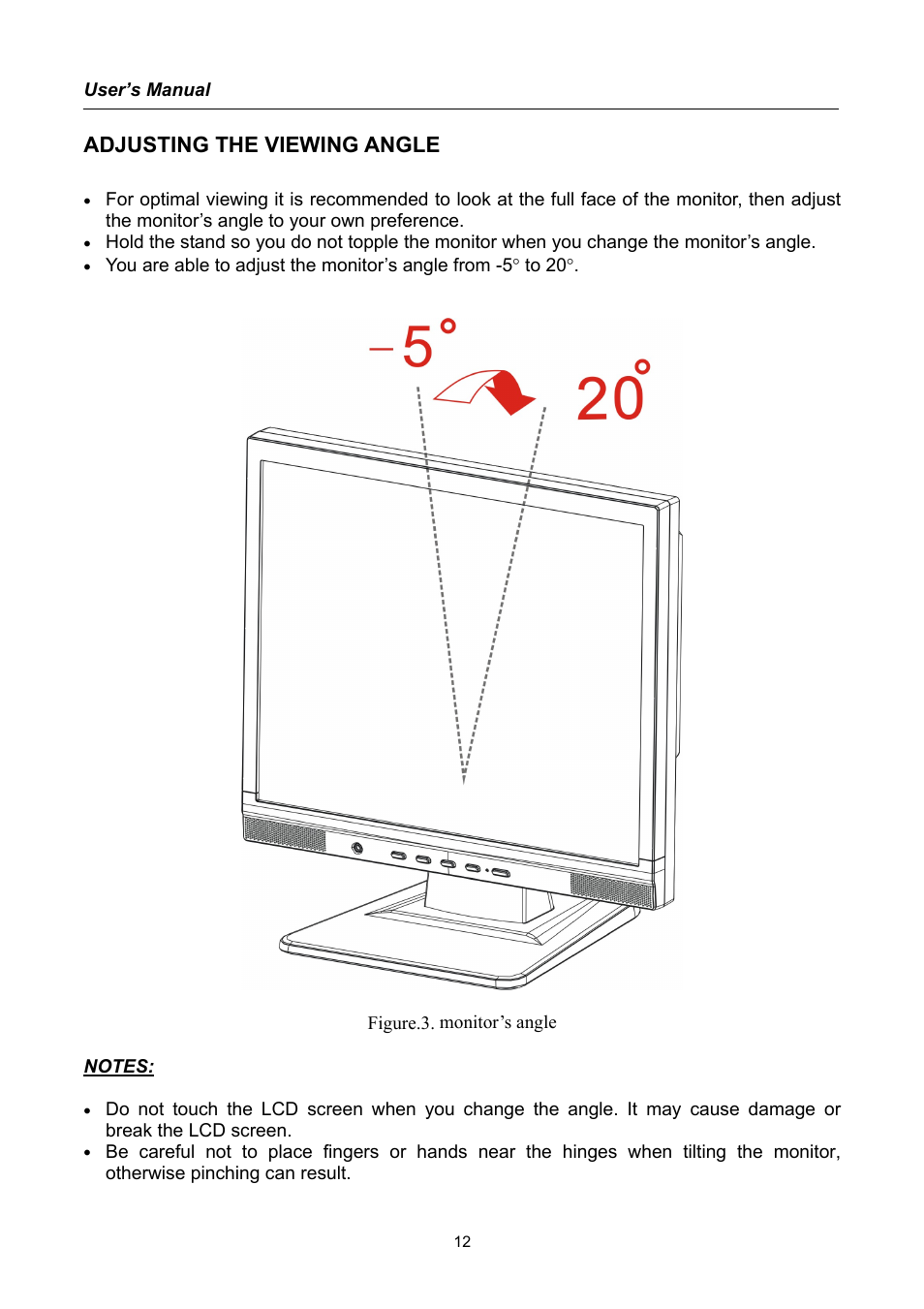 Adjusting the viewing angle | Hanns.G AG172 User Manual | Page 12 / 23