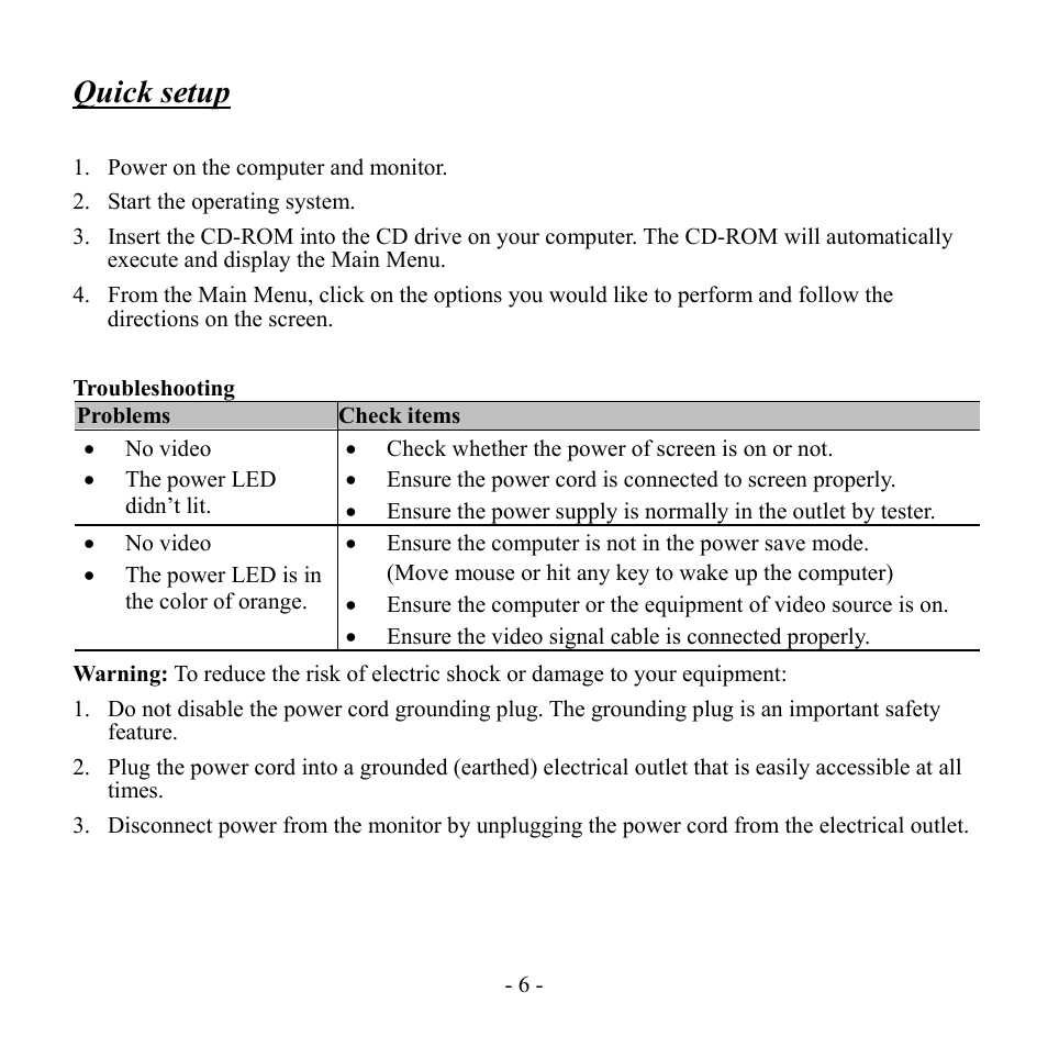 Quick setup | Hanns.G HX Series User Manual | Page 7 / 17
