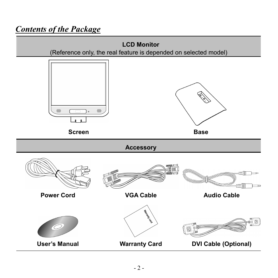 Lcd monitor, Accessory | Hanns.G HN198DP User Manual | Page 3 / 14